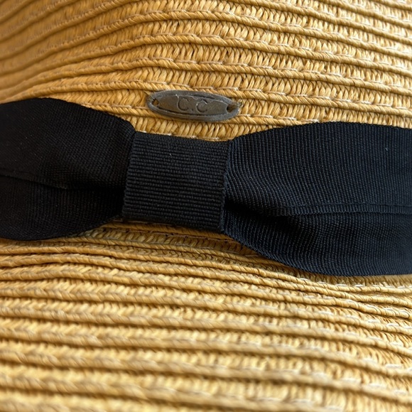 CC Exclusives Just Married Wide Brim Straw Floppy Hat with Ribbon Band - Picture 3 of 7